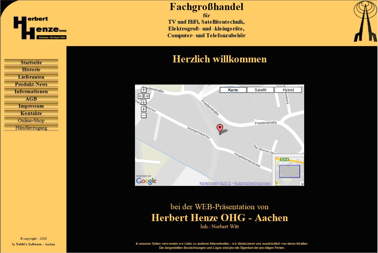 Entwurf zur Hompage der Henze oHG